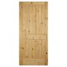 Builders Choice 30 in. x 80 in. 2 Panel Square Top Plank Solid Core Unfinished Knotty Pine Wood Interior Door Slab