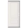 JELD-WEN 36 in. x 80 in. 2 Panel Euro Left-Hand/Inswing White Steel Prehung Front Door