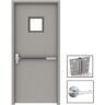 LIF Industries, Inc 36 in. x 80 in. Gray Flush Exit with 10x10 VL Right-Hand Fireproof Steel Prehung Commercial Door with Welded Frame