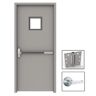 LIF Industries, Inc 36 in. x 84 in. Gray Flush Exit with 10x10 VL Right-Hand Fireproof Steel Prehung Commercial Door with Welded Frame