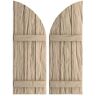 Ekena Millwork 16-1/2 in. x 70 in. Polyurethane Riverwood 3-Board Joined Board-n-Batten Quarter Arch Top Shutters Primed Tan