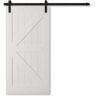 Urban Woodcraft 40 in. x 83 in. MANHATTAN Solid Core White Wood Modern Barn Door with Sliding Door Hardware Kit