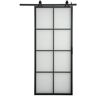 TRUporte Tribeca 36 in. x 84 in. Full Lite Frosted Glass Black Finished Aluminum Sliding Barn Door with Hardware Kit