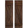 Dogberry Collections 14 in. x 48 in. Cedar Board and Batten X-Shutters Pair Coffee Brown