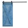 AIOPOP HOME X-Bar Serie 38 in. x 84 in. Royal Navy Knotty Pine Wood DIY Sliding Barn Door with Hardware Kit