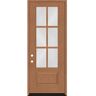 Steves & Sons Regency 36 in. x 96 in. 3/4-6 Lite Clear Glass RHIS Autumn Wheat Stained Fiberglass Prehung Front Door