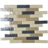 ABOLOS Southwestern Style Tan & Black Brick Mosaic 1 in. x 4 in. Textured Glass Wall and Pool Tile (11.52 sq. ft./Case)