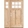 Krosswood Doors 50 in. x 80 in. Craftsman Knotty Alder 6-Lite with DS Unfinished Right-Hand Inswing Prehung Front Door w/Left Sidelite