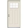 JELD-WEN 36 in. x 80 in. Craftsman Primed Right-Hand Inswing 6 Lite Clear Steel Prehung Front Door w/Brickmould