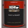 BEHR PREMIUM PLUS 1 gal. #N140-6 Wright Brown Flat Exterior Paint & Primer