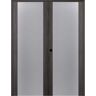 Belldinni Paola 56 in. x 80 in. Right-Handed Active Full Lite Frosted Glass Gray Oak Wood Composite Double Prehung French Door