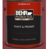 BEHR PREMIUM PLUS 1 gal. #BIC-34 Winning Red Flat Exterior Paint & Primer