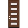 Steves & Sons Regency 36 in. x 80 in. 5L Modern Clear Glass RHIS Chestnut Stained Fiberglass Prehung Front Door