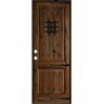 Krosswood Doors 48 in. x 96 in. Mediterranean Knotty Alder Square Top Provincial Stain Right-Hand Inswing Wood Single Prehung Front Door