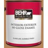 BEHR PREMIUM PLUS 1 gal. #S250-5 Roasted Cashew Hi-Gloss Enamel Interior/Exterior Paint