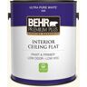 BEHR PREMIUM PLUS 1 gal. #OR-W15 Sleek White Ceiling Flat Interior Paint