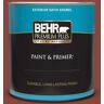 BEHR PREMIUM PLUS 1 qt. #ECC-46-3 Red Hawk Satin Enamel Exterior Paint & Primer