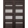 Belldinni Mirella 56 in. x 80 in. Left Handed Active 4-Lite Frosted Glass Gray Oak Wood Composite Double Prehung French Door