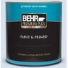 BEHR PREMIUM PLUS 1 qt. #580A-2 Icy Bay Satin Enamel Exterior Paint & Primer