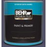 BEHR PREMIUM PLUS 1 qt. #640F-7 Academy Purple Satin Enamel Exterior Paint & Primer