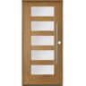 Krosswood Doors Modern Faux Pivot 36 in. x 80 in. 5 Lite Left-Hand/Inswing Satin Glass Bourbon Stain Fiberglass Prehung Front Door