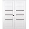 Belldinni Dora 72 in. x 80 in. Left Active 3-Lite Frosted Glass Snow White Wood Composite Double Prehung Interior Door