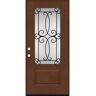 Steves & Sons Regency 36 in. x 96 in. 3/4Lite Georgian Decorative Glass LHOS Chestnut Mahogany Fiberglass Prehung Front Door