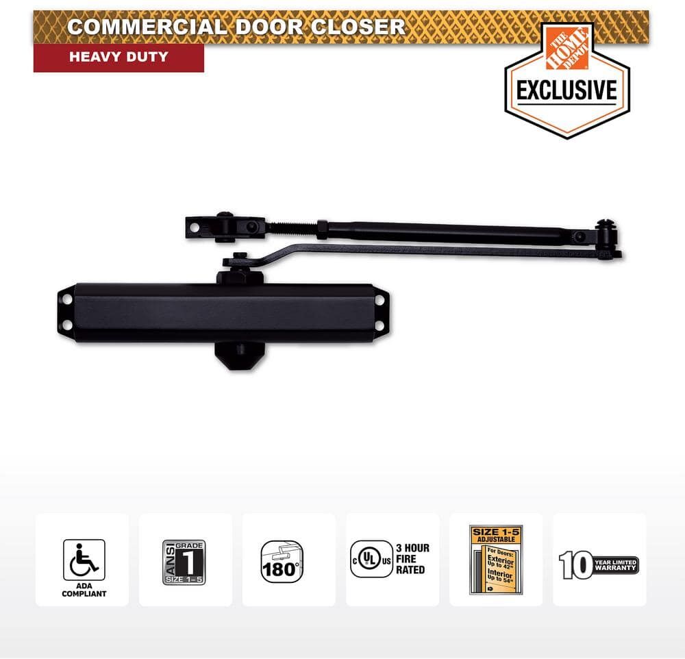 Universal Hardware Matte Black Heavy-Duty Commercial Door Closer