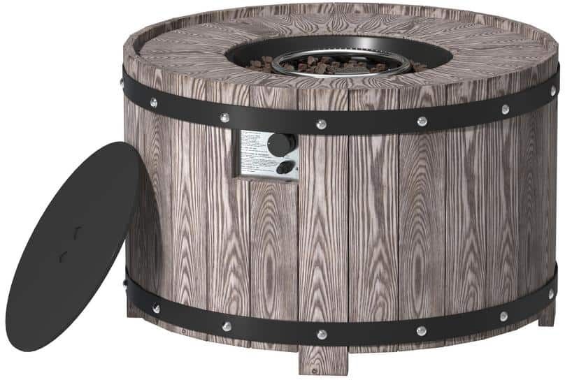 Clihome Outdoor Gray 36 in. Round Gas Fire Pit, Fits 20lb Internal Gas Tank, Suitable for the Garden or Balcony