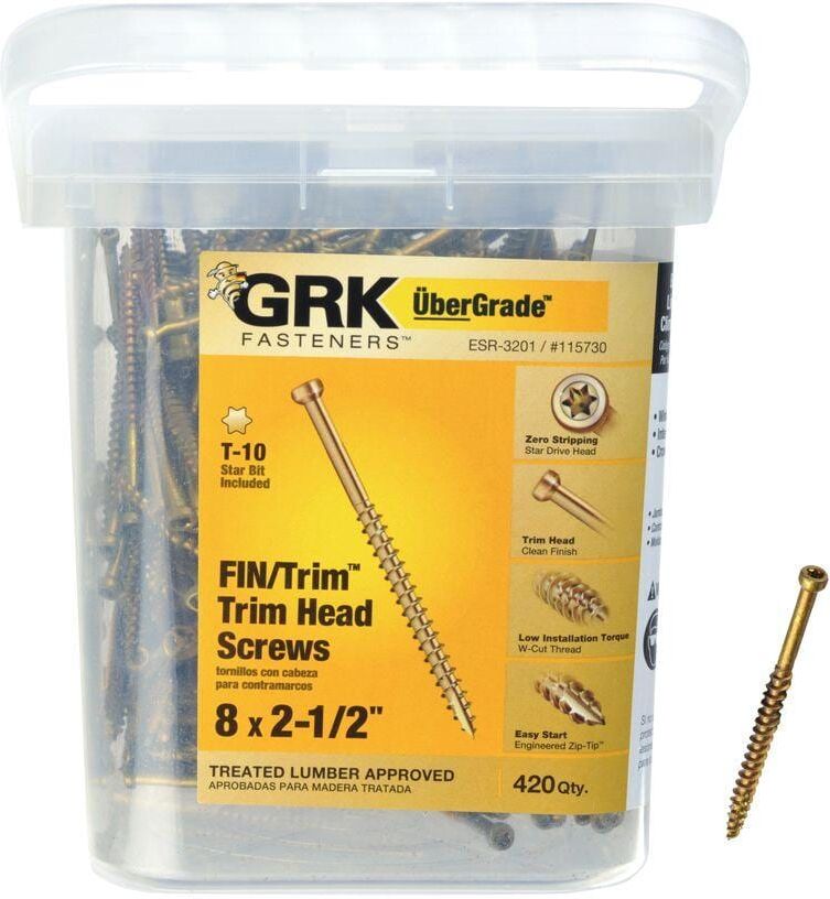 GRK Fasteners #8 x 2-1/2 in. Star Drive Trim-Head Finish/Trim Screw (420 per Pack)