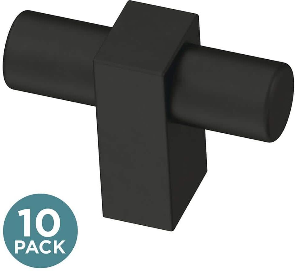 Liberty Artesia 1-3/4 in. (44 mm) Matte Black Cabinet Bar Knob (10-Pack)