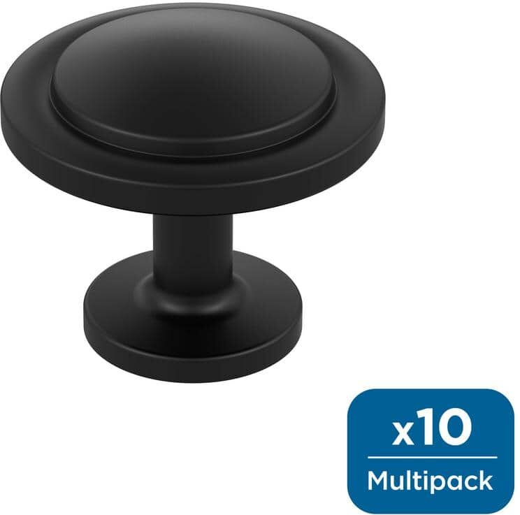 Amerock Loop 1-3/16 in. (30 mm) Dia Matte Black Round Cabinet Knob (10-Pack)