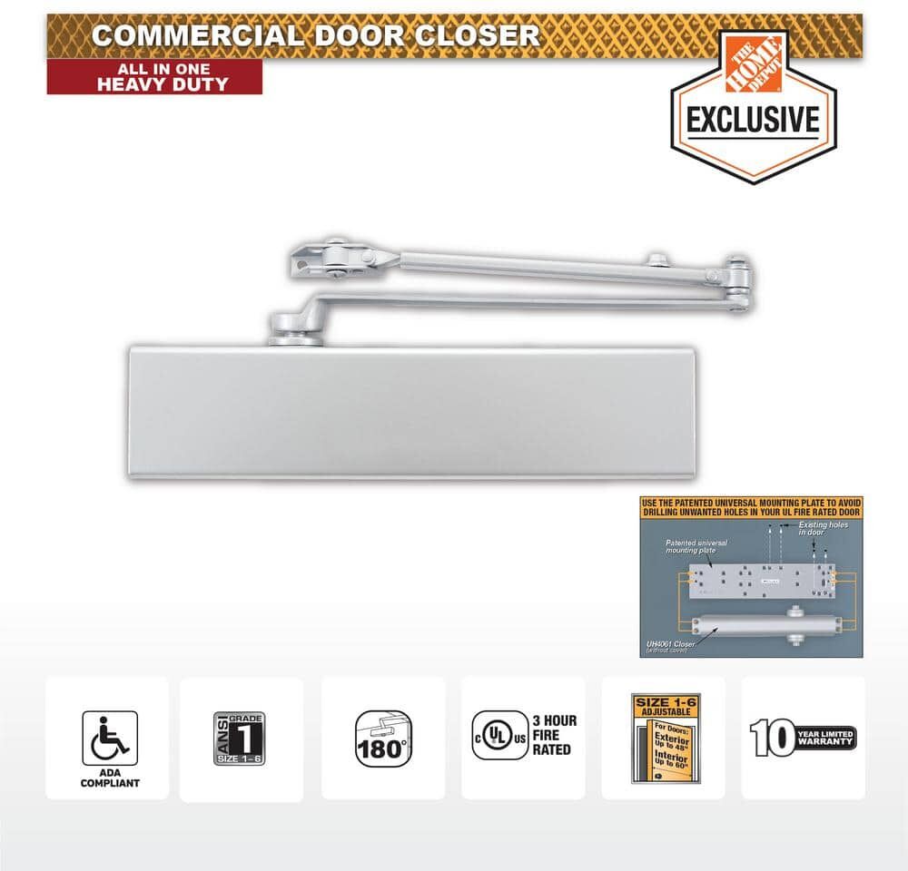 Universal Hardware Heavy-Duty All-in-One Aluminum Commercial Door Closer