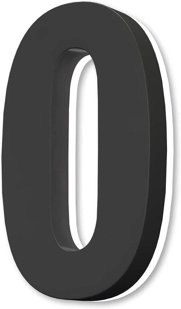 Movisa 5 in. Black Stainless Steel Hand-Polished LED Backlit House Number 0