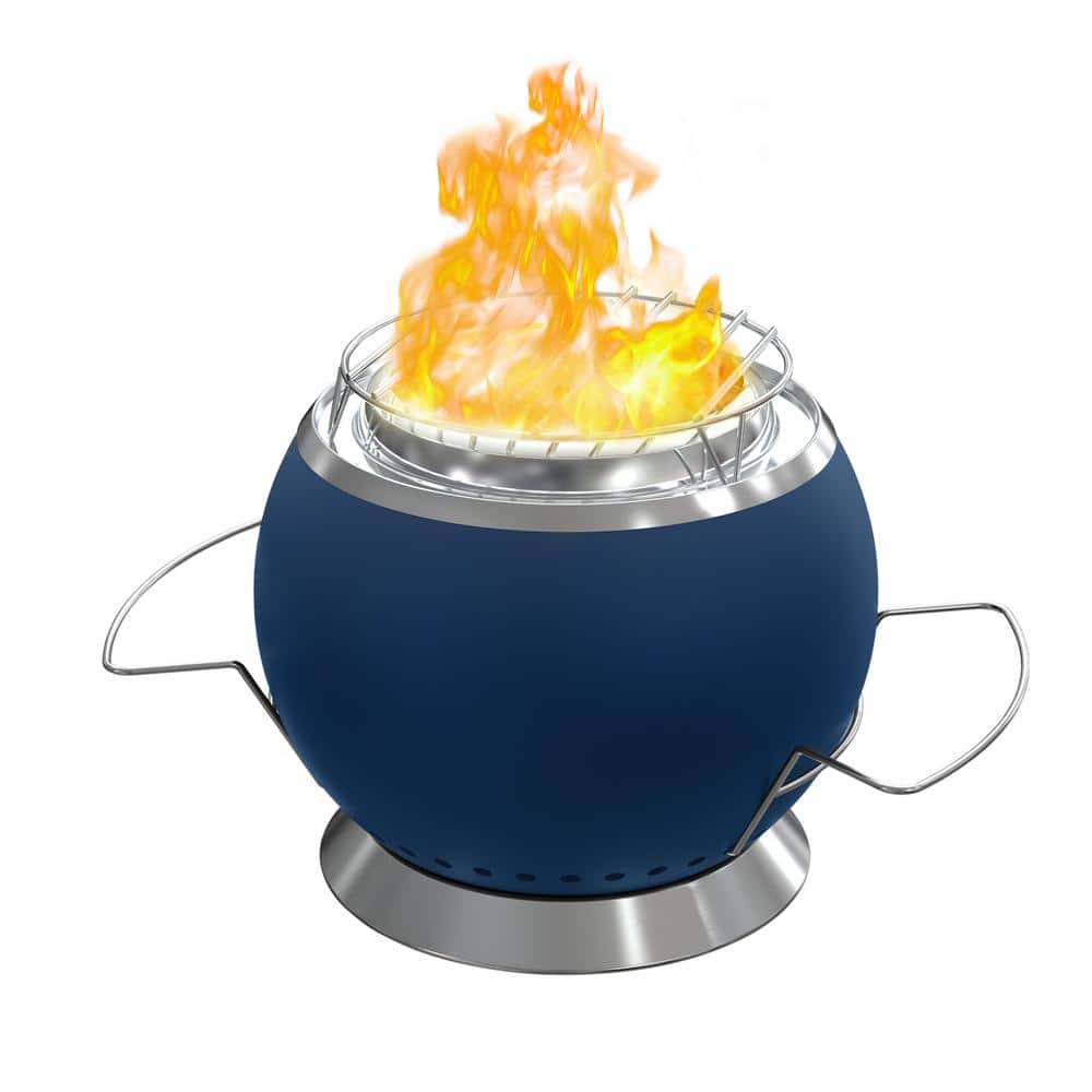 Cesicia Mini 10 in. Tabletop Fire Pit Smokeless Outdoor Fire Pit Fueled by Wood Pellets or Fire Starters with Grilltop Blue