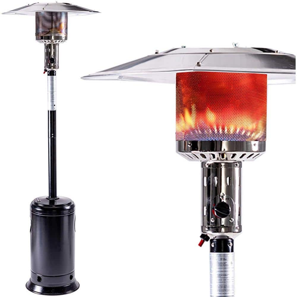 Kadehome 88 in. Outdoor Patio Stainless Steel Propane Heater with Portable Wheels 47,000 BTU for Party Restaurant Garden Yard