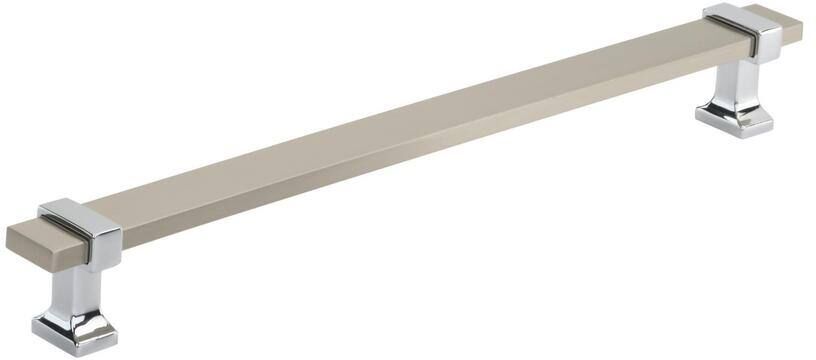 Amerock Overton 8-13/16 in. (224 mm) Satin Nickel/Polished Chrome Drawer Pull