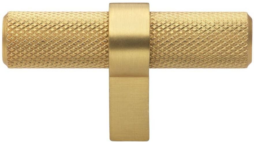 GLIDERITE 2-1/4 in. Brass Gold Finish Knurled Steel Cabinet Knob (10-Pack)