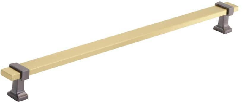 Amerock Overton 11-5/16 in. (288 mm) Brushed Gold/Black Chrome Drawer Pull