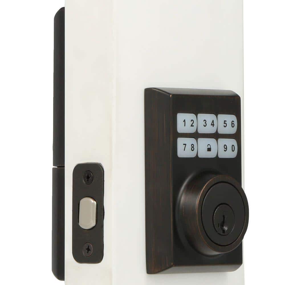 Kwikset SmartCode 909 Contemporary Venetian Bronze Single Cylinder Keypad Electronic Deadbolt Featuring SmartKey Security