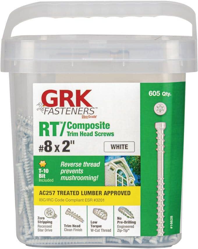 GRK Fasteners #8 x 2 in. Star Drive Trim Head White RT Composite Trim Screws (605-Pack)