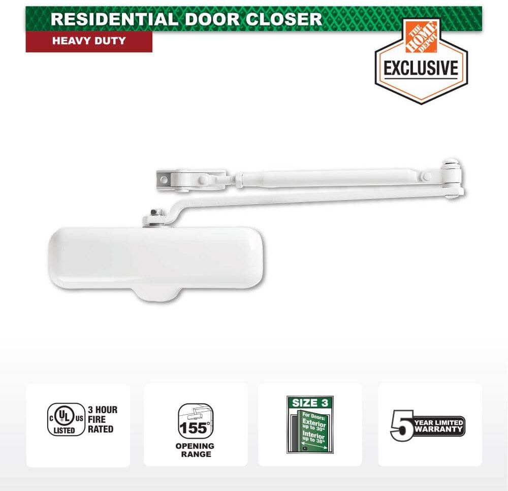 Universal Hardware Heavy-Duty White Residential Door Closer