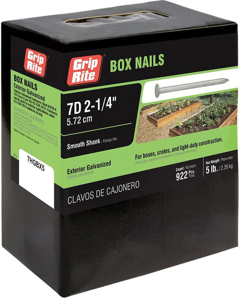 Grip-Rite #12-1/2 x 2-1/4 in. 7-Penny Hot-Galvanized Steel Box Nails(5 lb.-Pack)