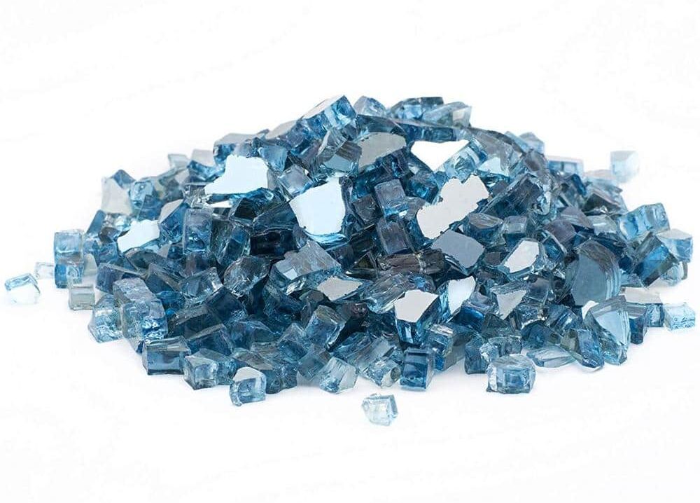 Margo Garden Products 1/4 in. 20 lb. Sky Blue Reflecitive Fire Glass