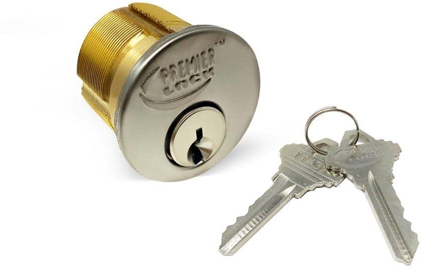 Premier Lock 1-1/8 in. Solid Brass Mortise Cylinder with Stainless Steel Finish, SC1 (Pack of 6, Keyed Alike)