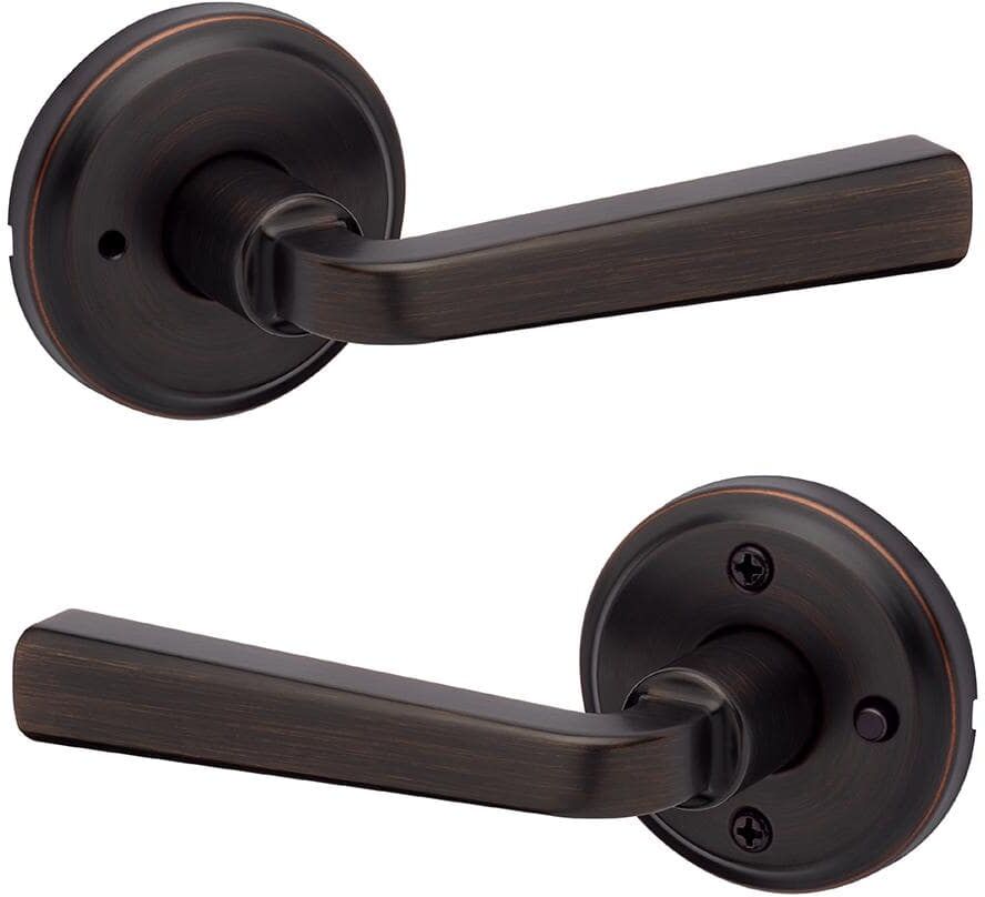 Kwikset Trafford Venetian Bronze Bedroom Bathroom Privacy Door Handle with Microban Antimicrobial Technology