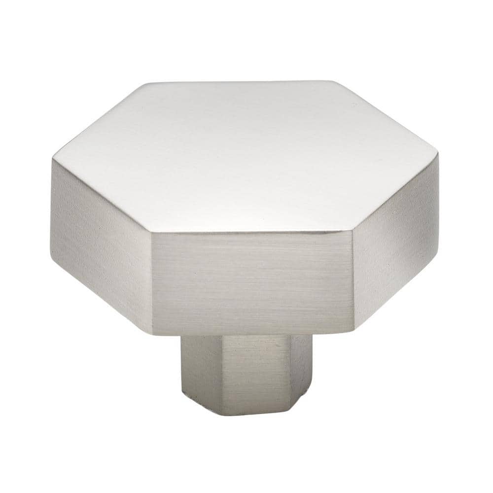 GlideRite 1-1/2 in. Satin Nickel Solid Hexagon Cabinet Drawer Knobs (10-Pack)