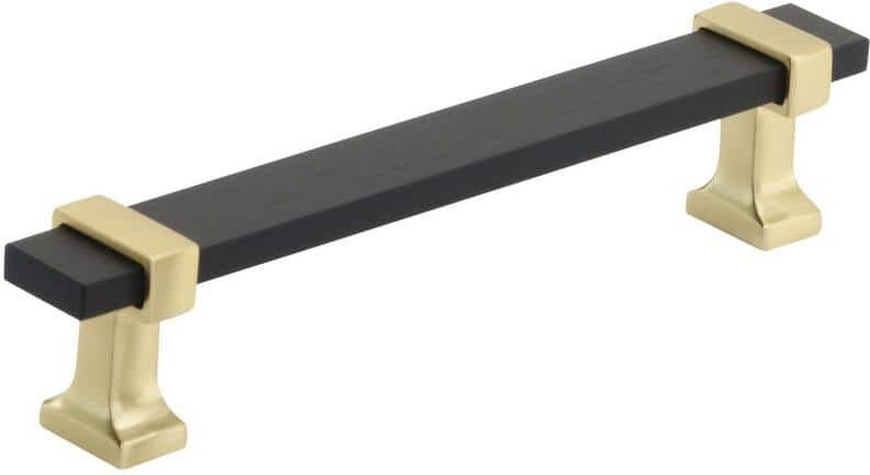 Amerock Overton 5-1/16 in. (128 mm) Brushed Matte Black/Brushed Gold Drawer Pull