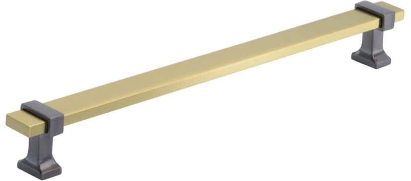 Amerock Overton 8-13/16 in. (224 mm) Brushed Gold/Black Chrome Drawer Pull