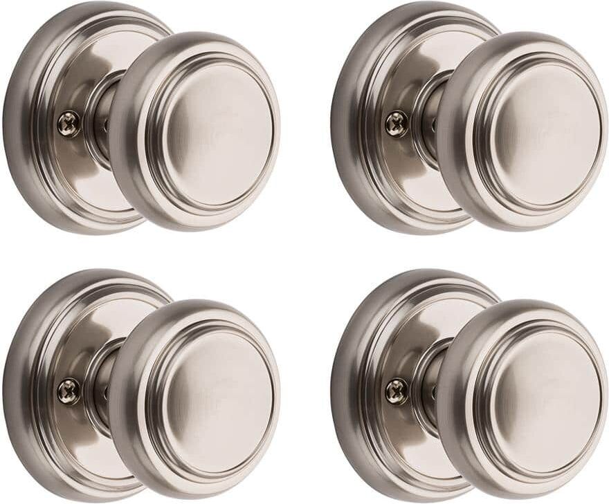 Baldwin Prestige Alcott Satin Nickel Hall/Closet Door Knob (4-Pack)